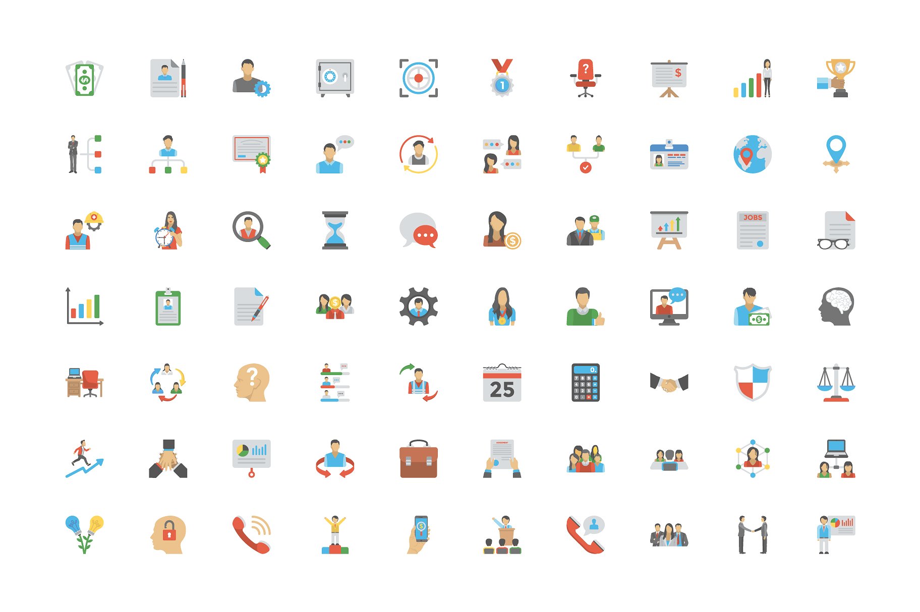 180 Human Resources Flat Icons