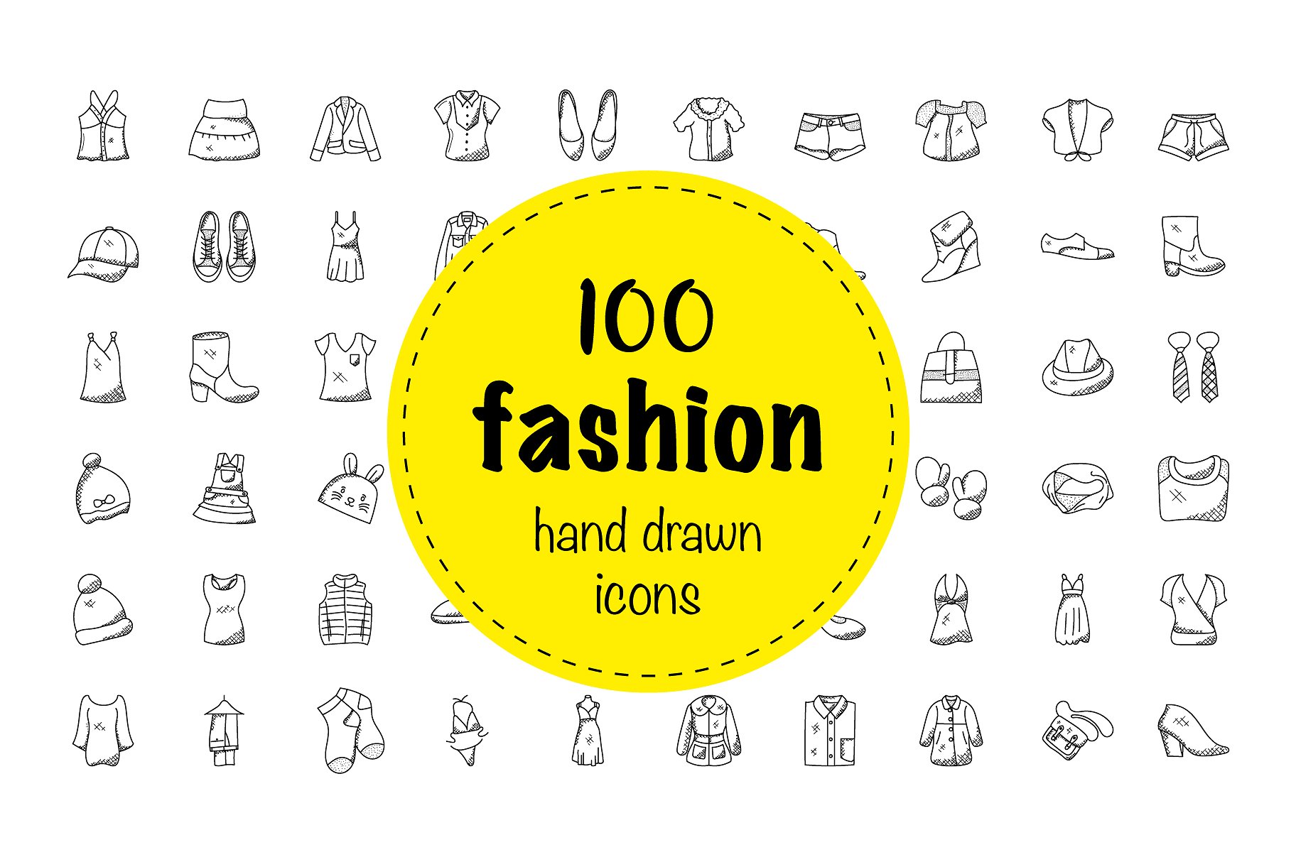 100 Hand Drawn Doodle Fashion