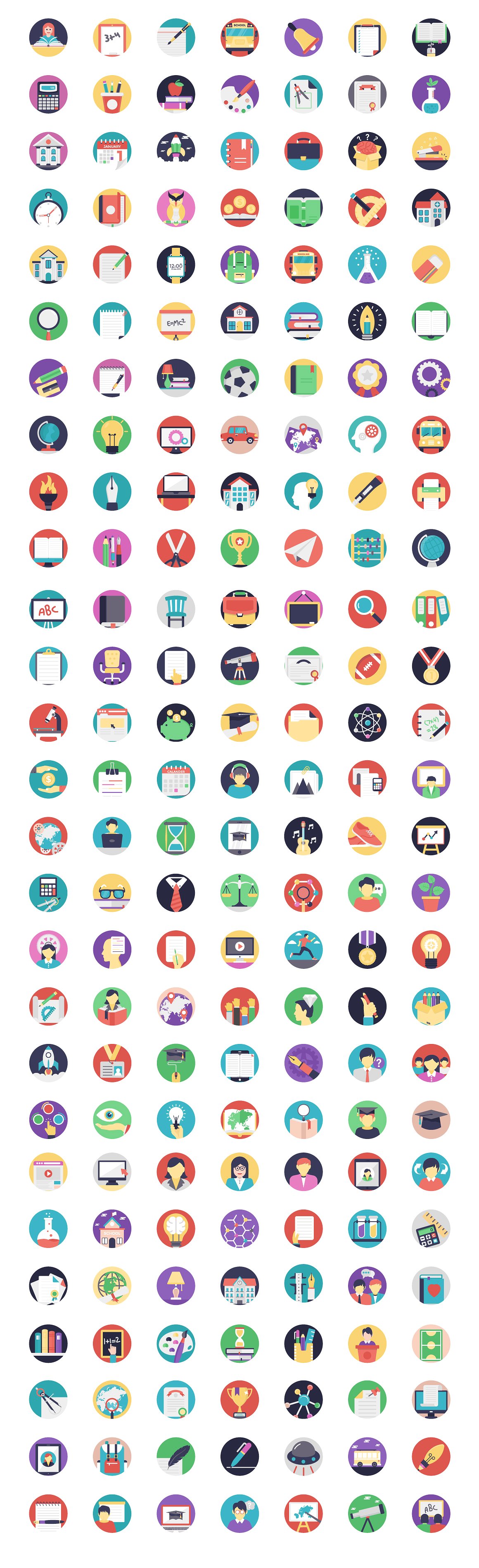 189 Flat Education Icons