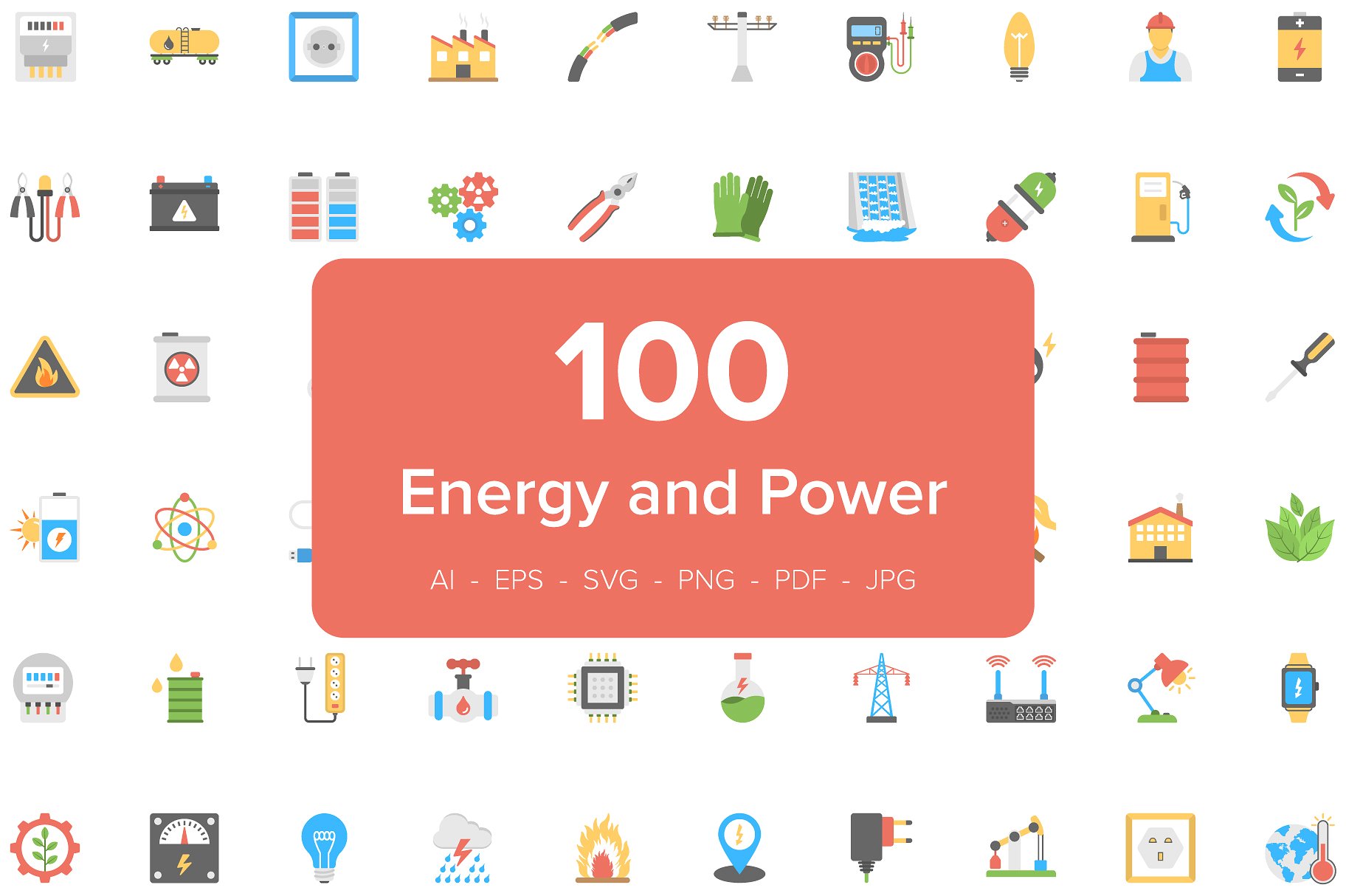 100 Energy and Power Flat Icon