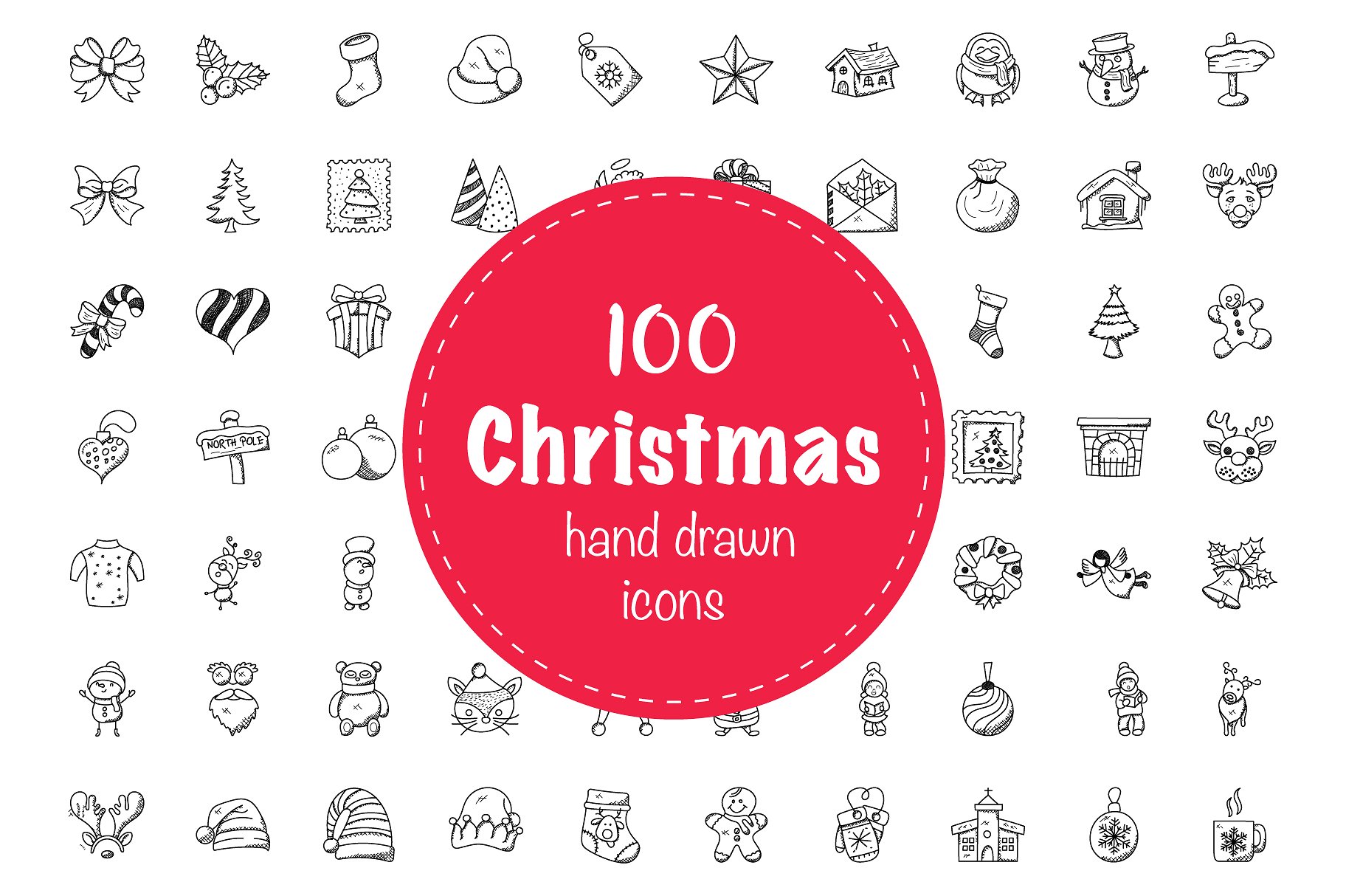 100 Christmas Doodle Icons