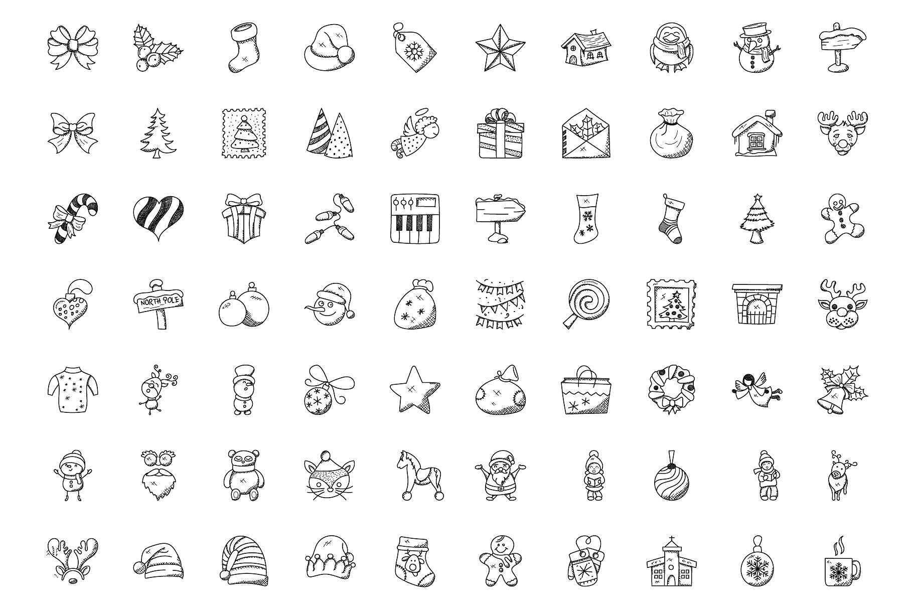 100 Christmas Doodle Icons