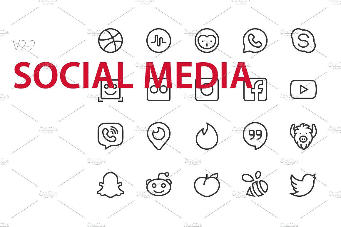 40 Social media UI icons