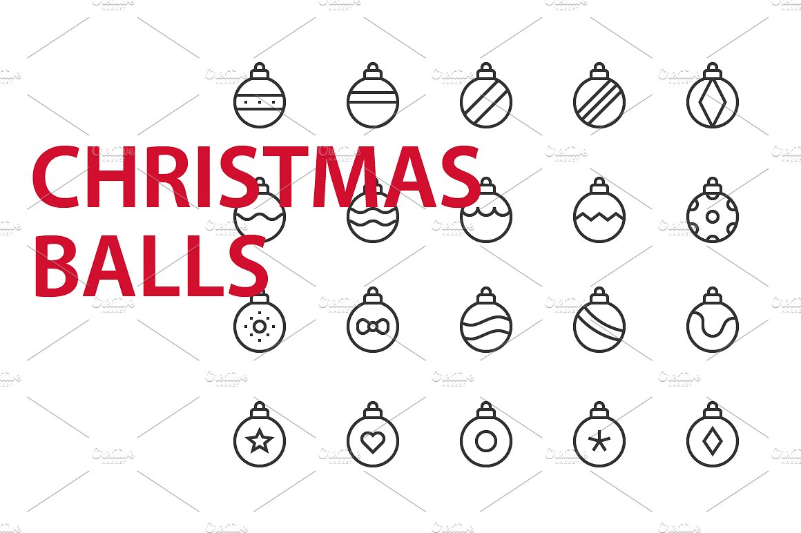 20 Christmas balls UI icons