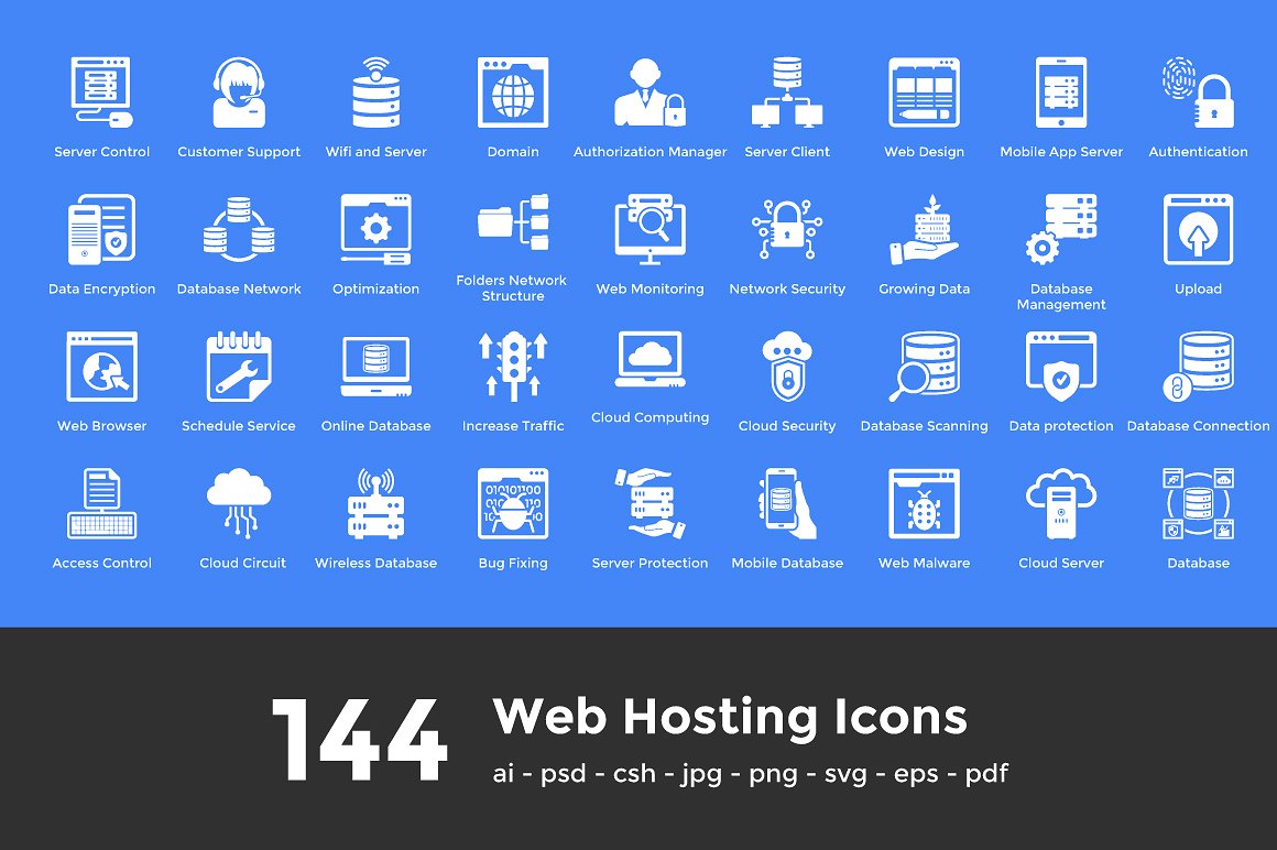 144 Web Hosting Icons