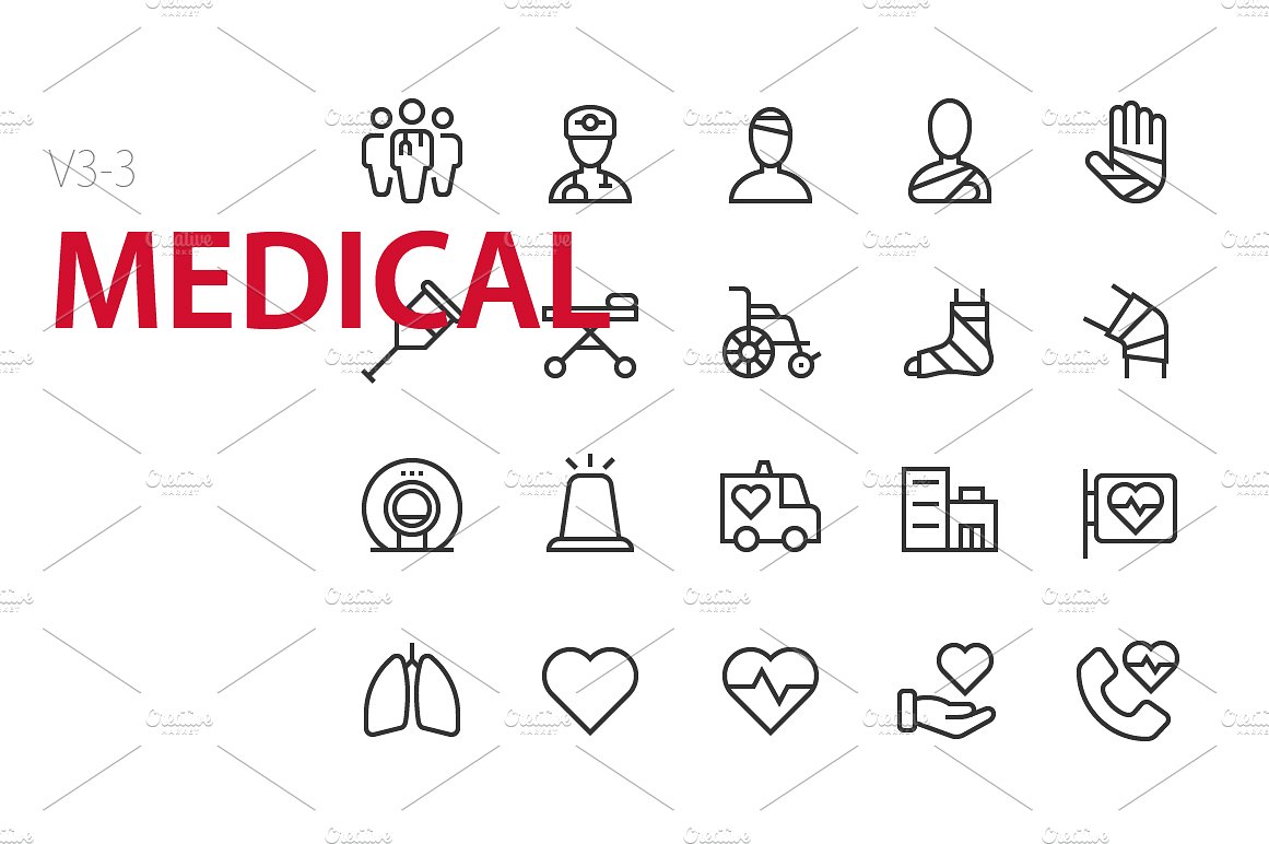 60 Medical UI icons