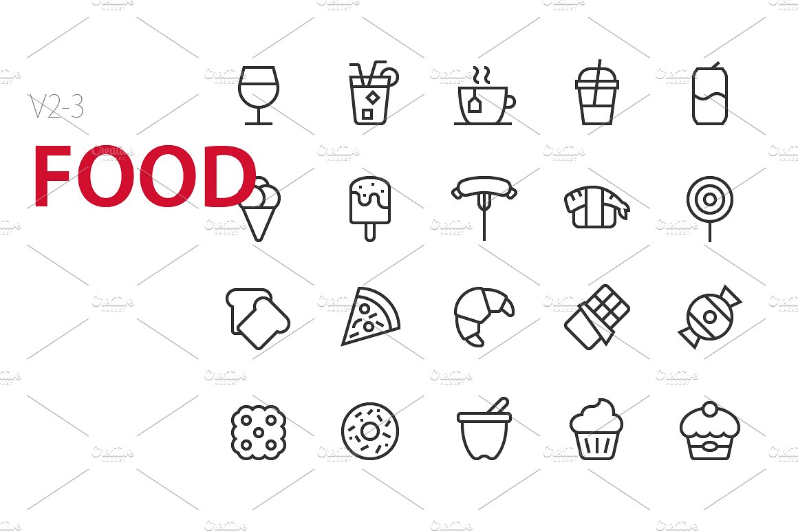 60 Food UI icons