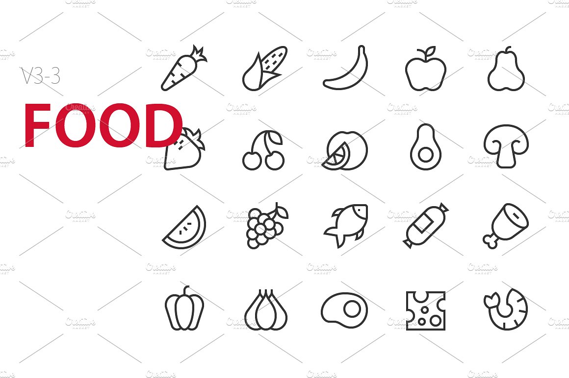 60 Food UI icons