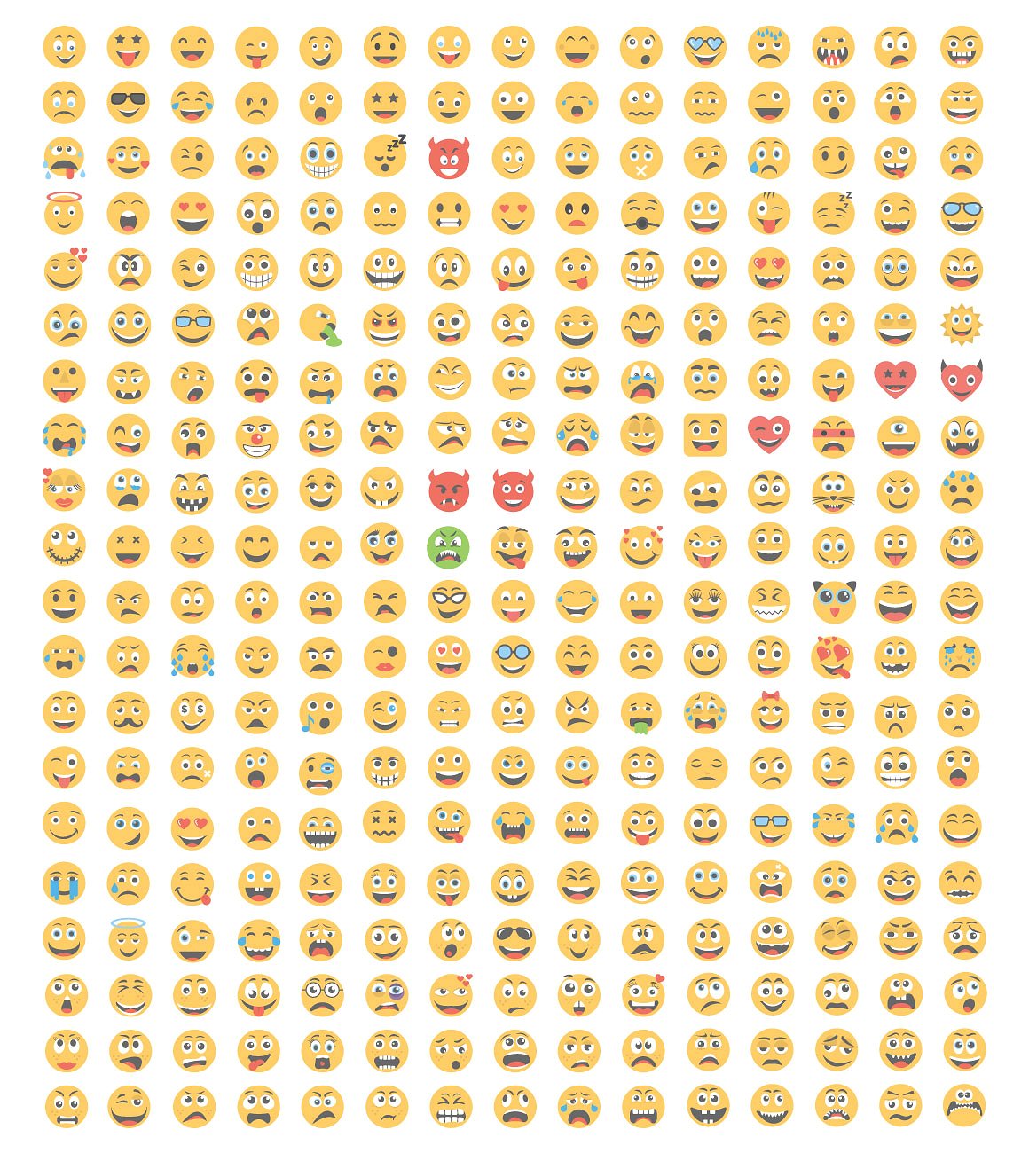 1000 Flat Smiley Icons