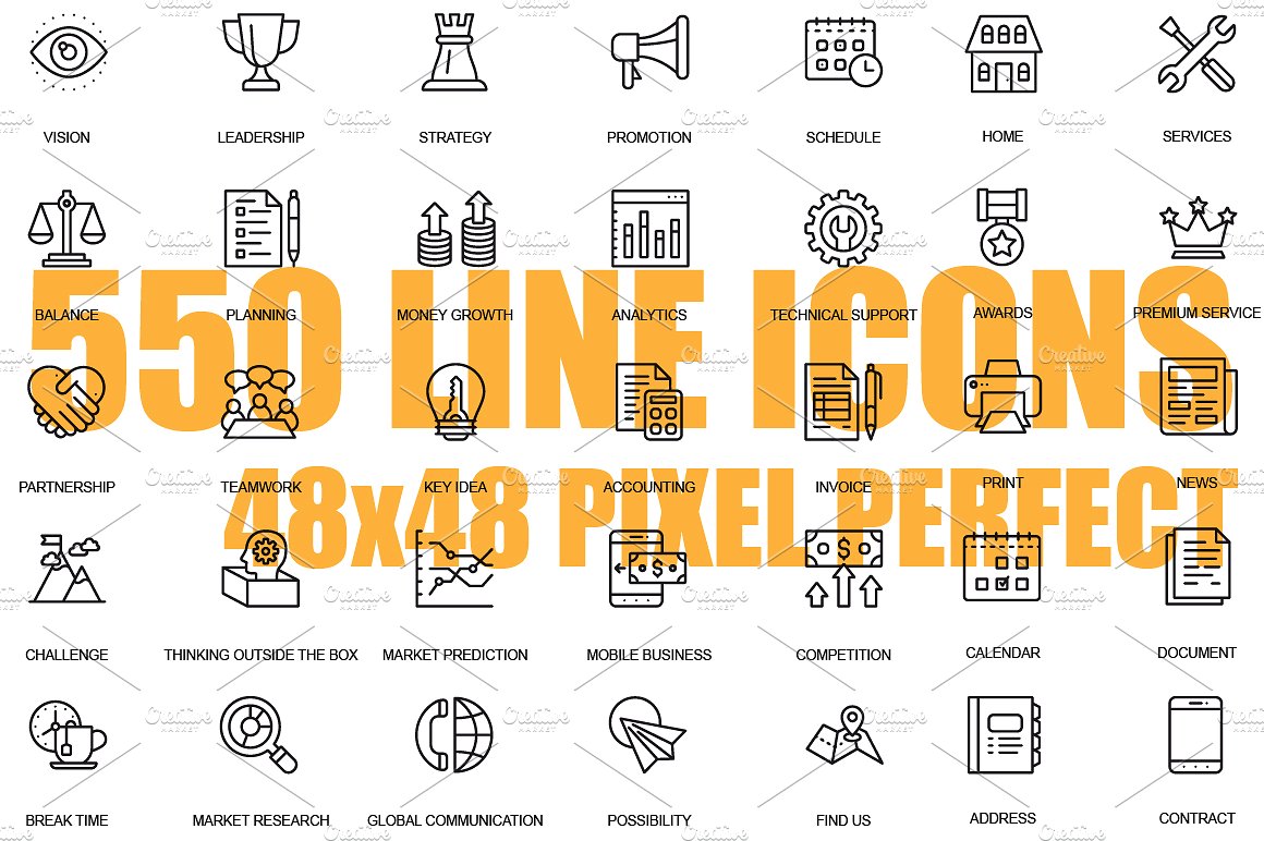 550 Line Icons Bundle