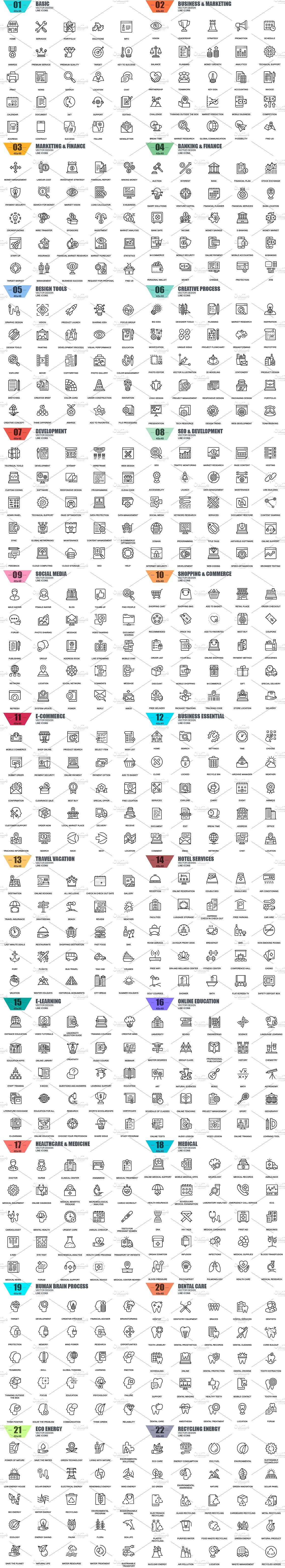 550 Line Icons Bundle