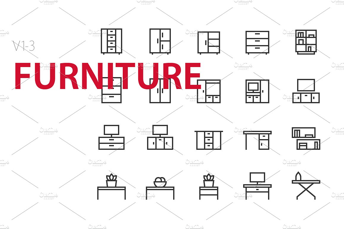 60 Furniture UI icons