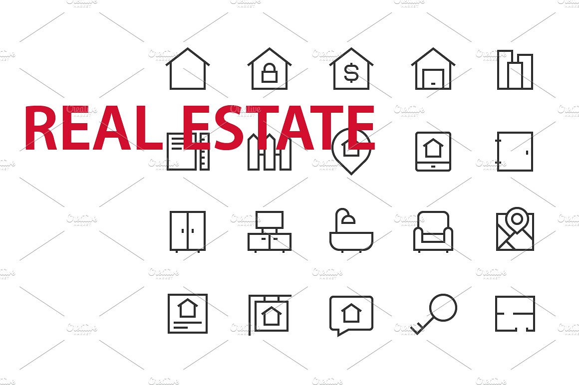 20 Real Estate UI icons