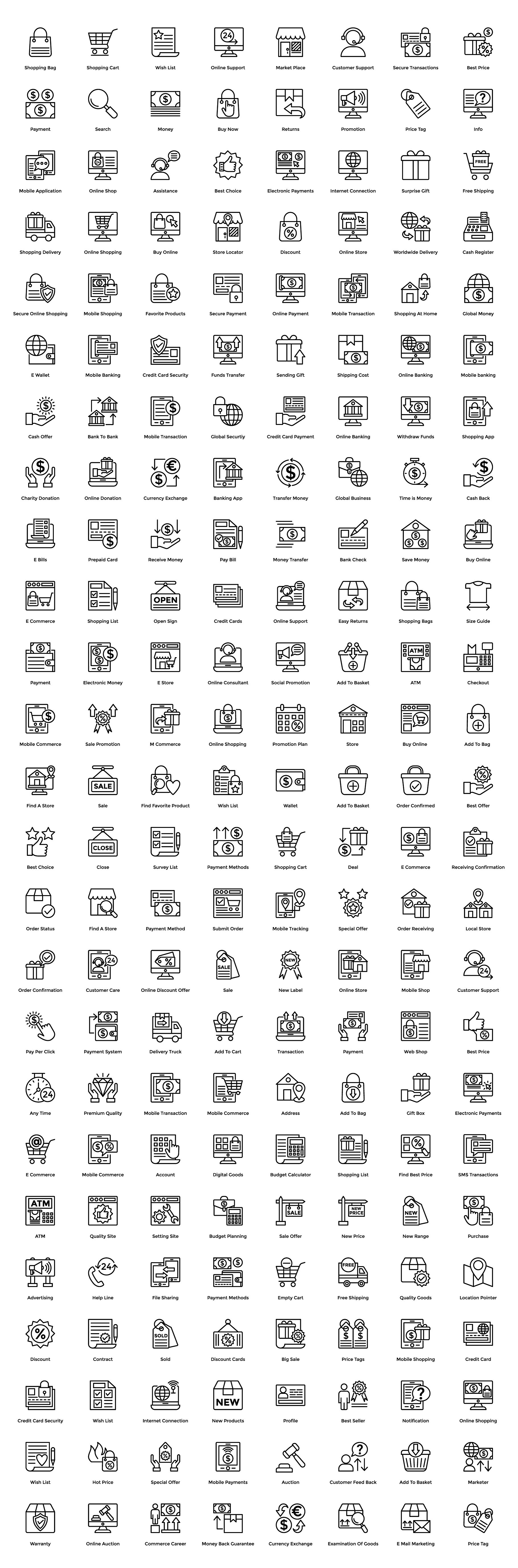 200 Shopping Line Icons