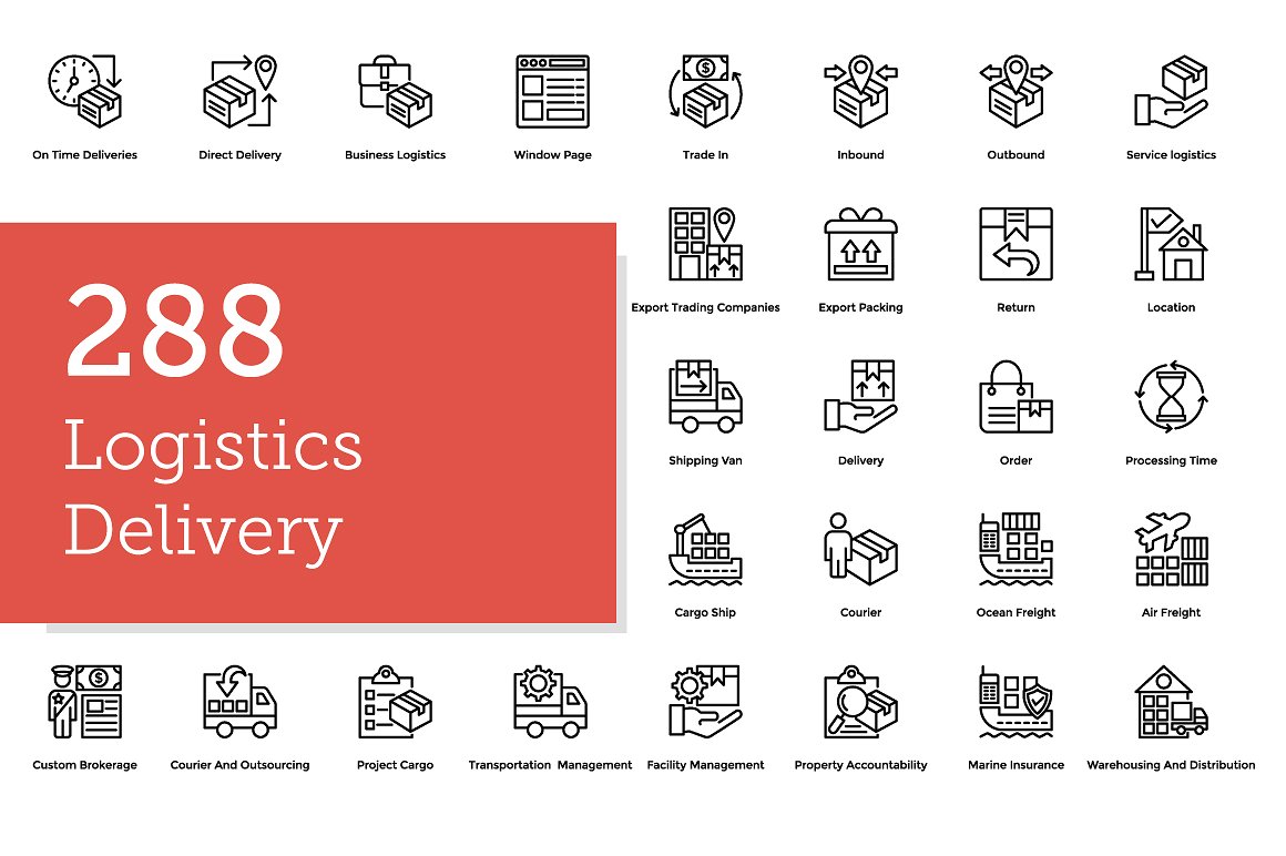 288 Logistics Delivery Icons