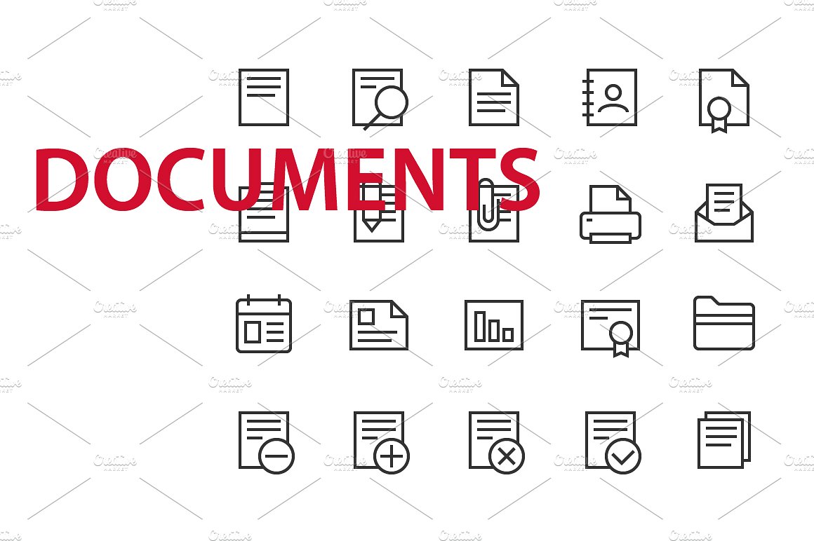 20 Documents UI icons