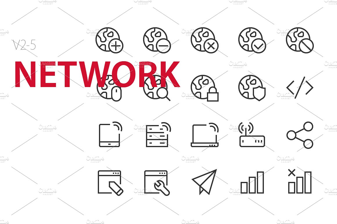 100 Network UI icons