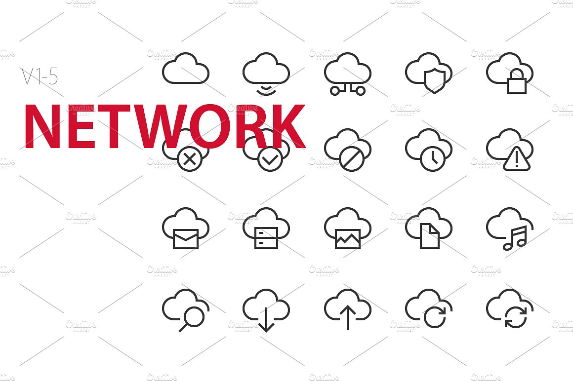 100 Network UI icons