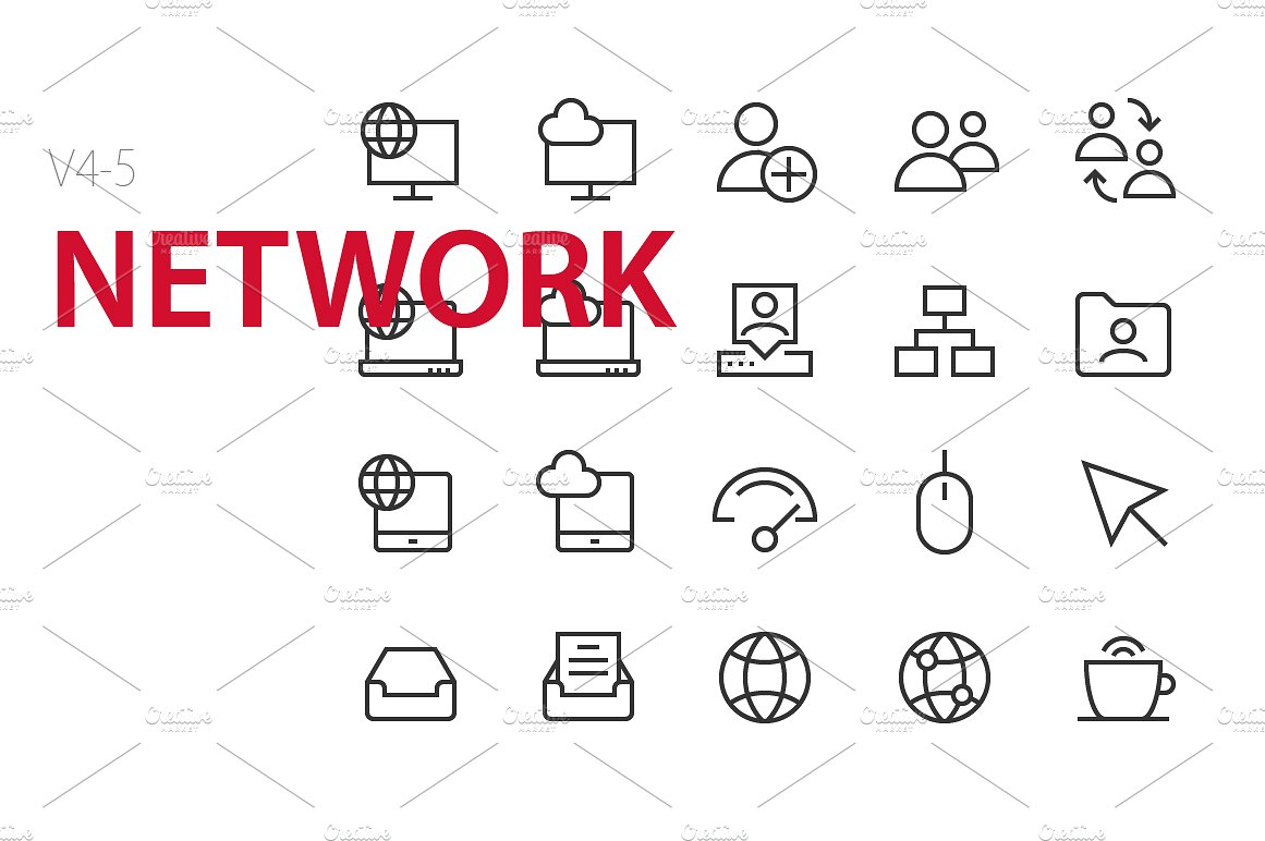 100 Network UI icons