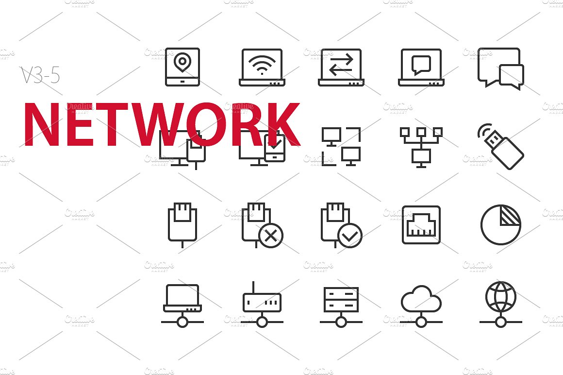 100 Network UI icons