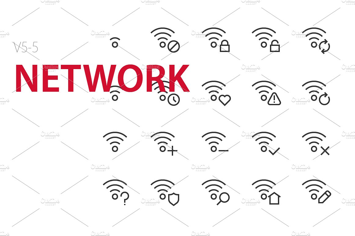 100 Network UI icons