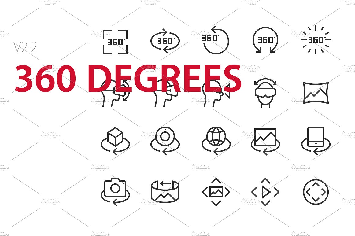 40 360 degrees UI icons