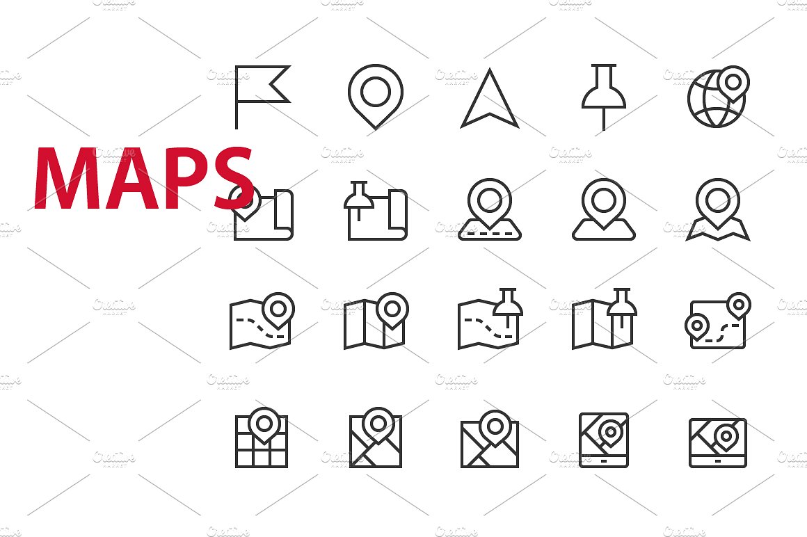 20 Maps UI icons