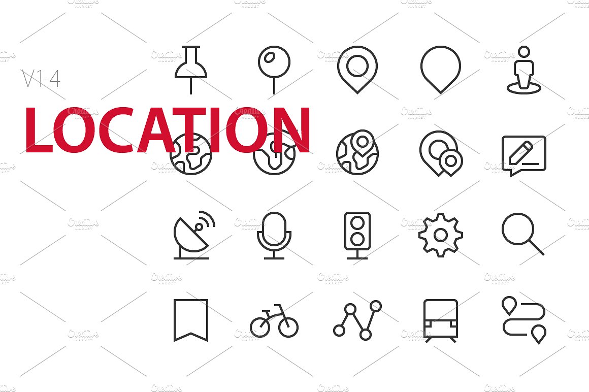 80 Location UI icons