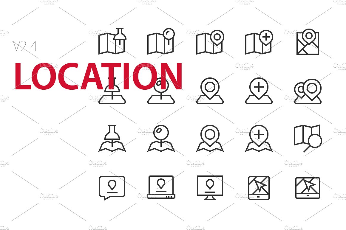 80 Location UI icons