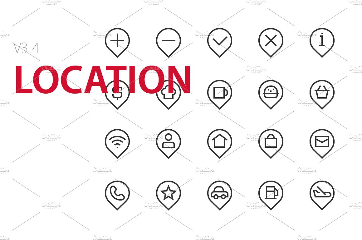 80 Location UI icons