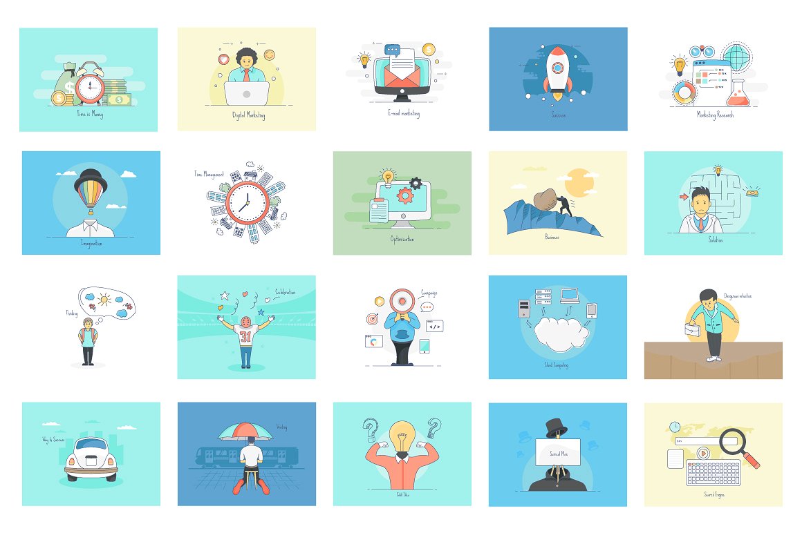 70 Flat Conceptual Icons