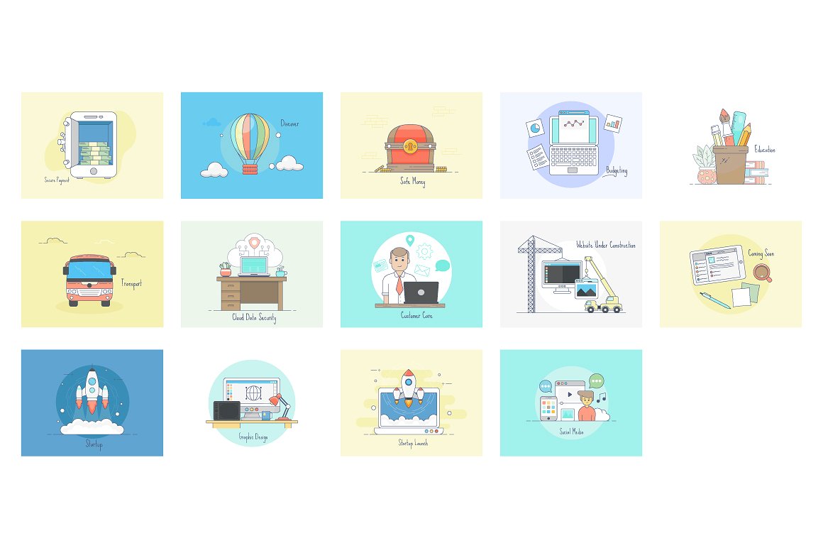 70 Flat Conceptual Icons