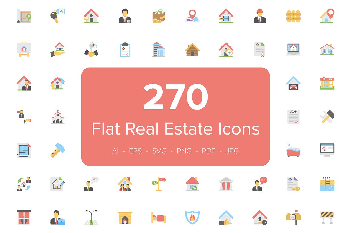 270 Flat Real Estate Icons