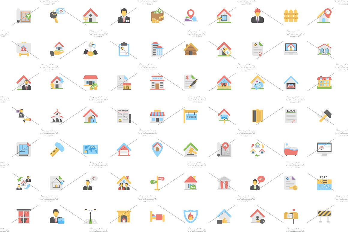 270 Flat Real Estate Icons