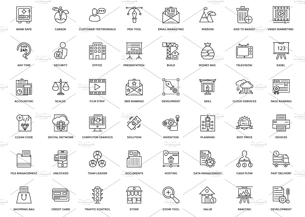 128 Web Design Line Icons