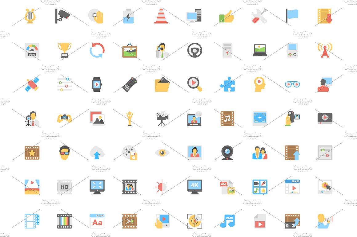 260 Flat Multimedia Icons