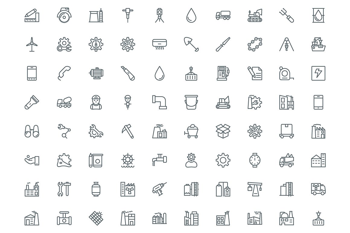 160 Industrial Line Icons