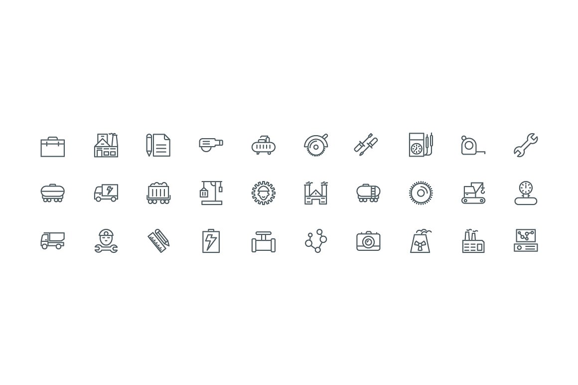 160 Industrial Line Icons