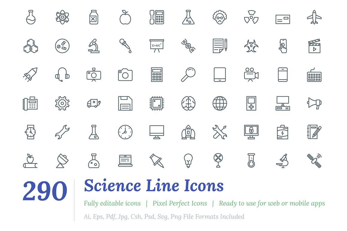 290 Science Line Icons