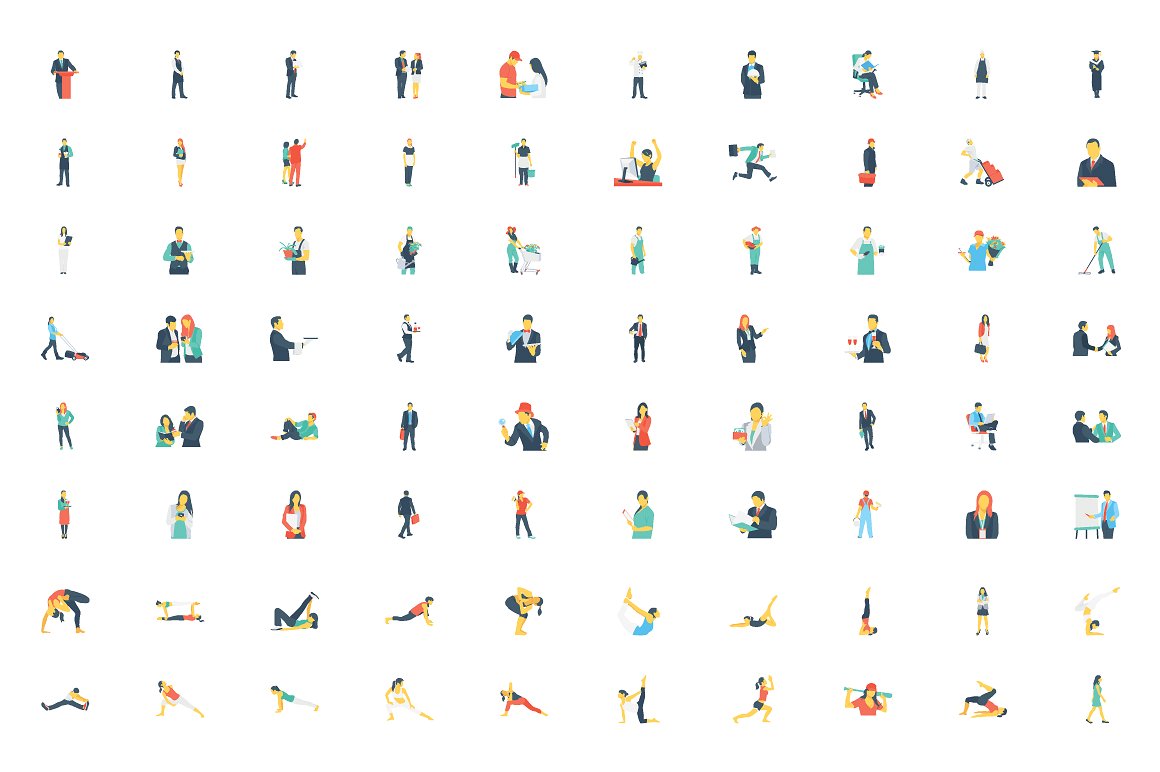 300 Flat Human Activities Icon