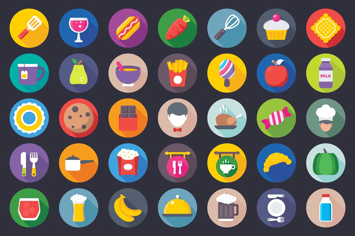 231 Flat Food Icons