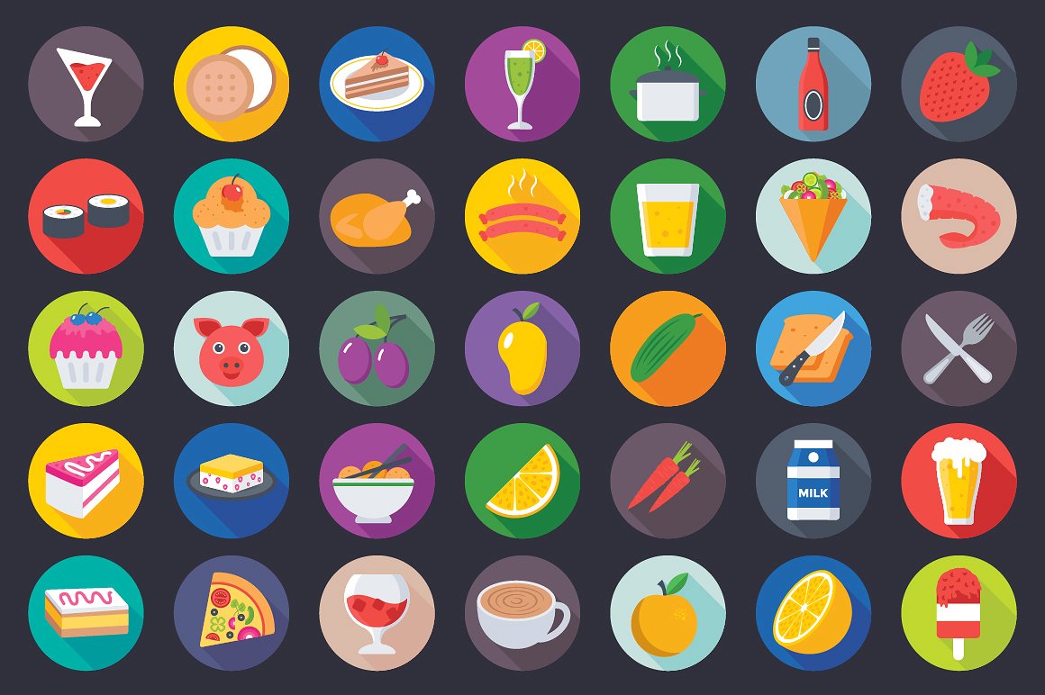 231 Flat Food Icons