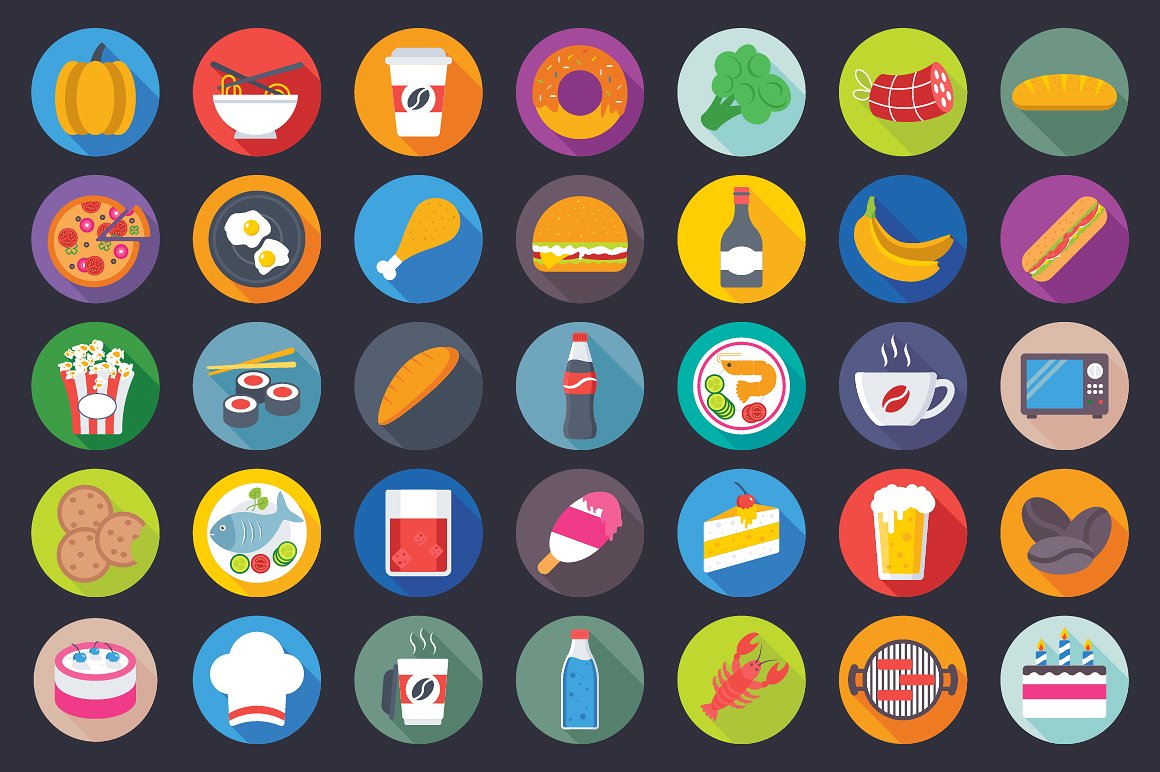 231 Flat Food Icons