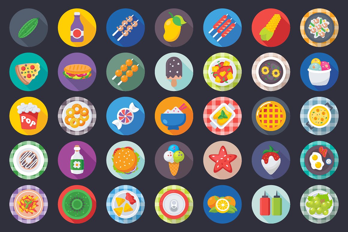 231 Flat Food Icons