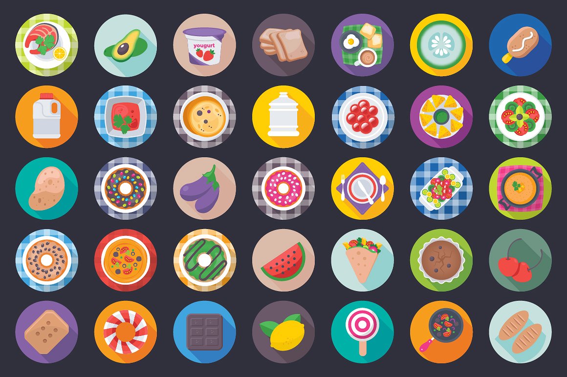 231 Flat Food Icons