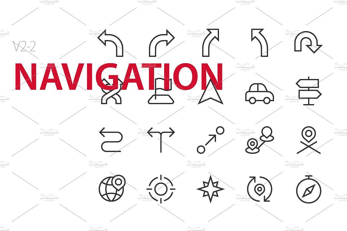 40 Navigation UI icons