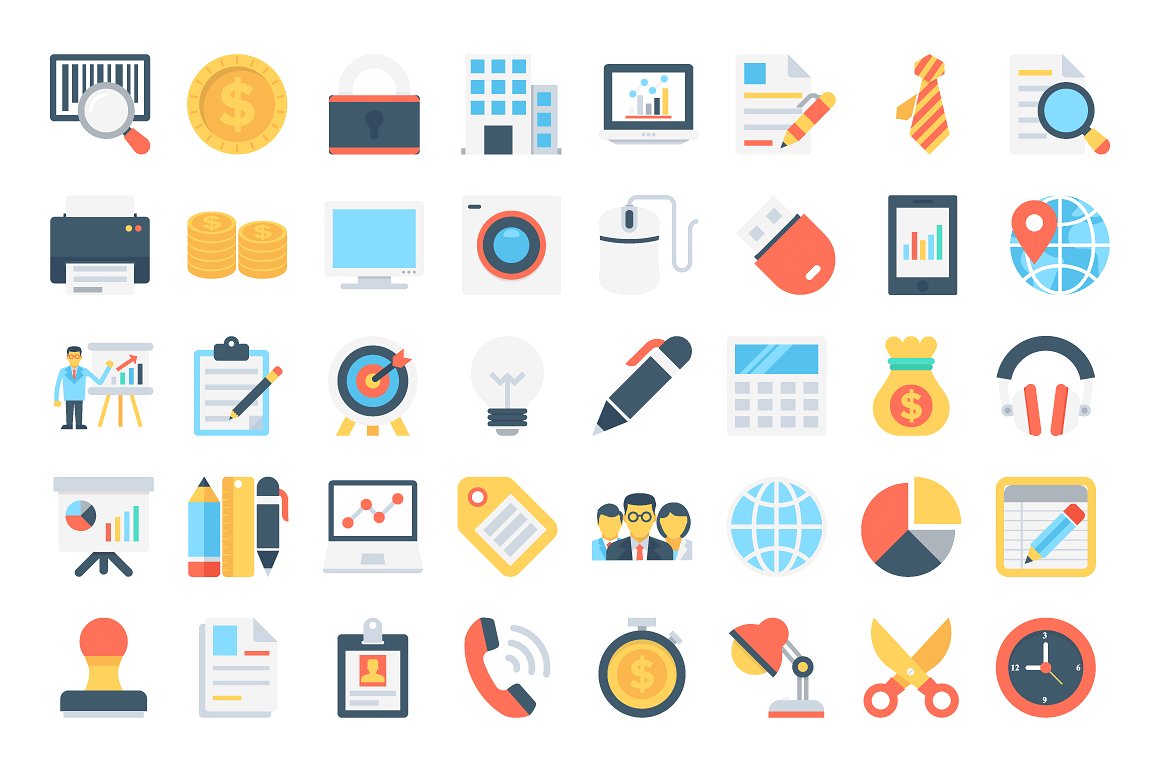 150 Flat Office Icons