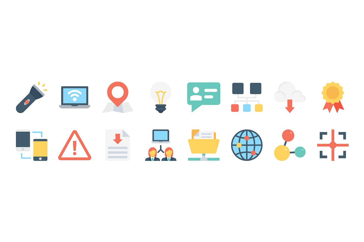 130 Flat Internet Icons