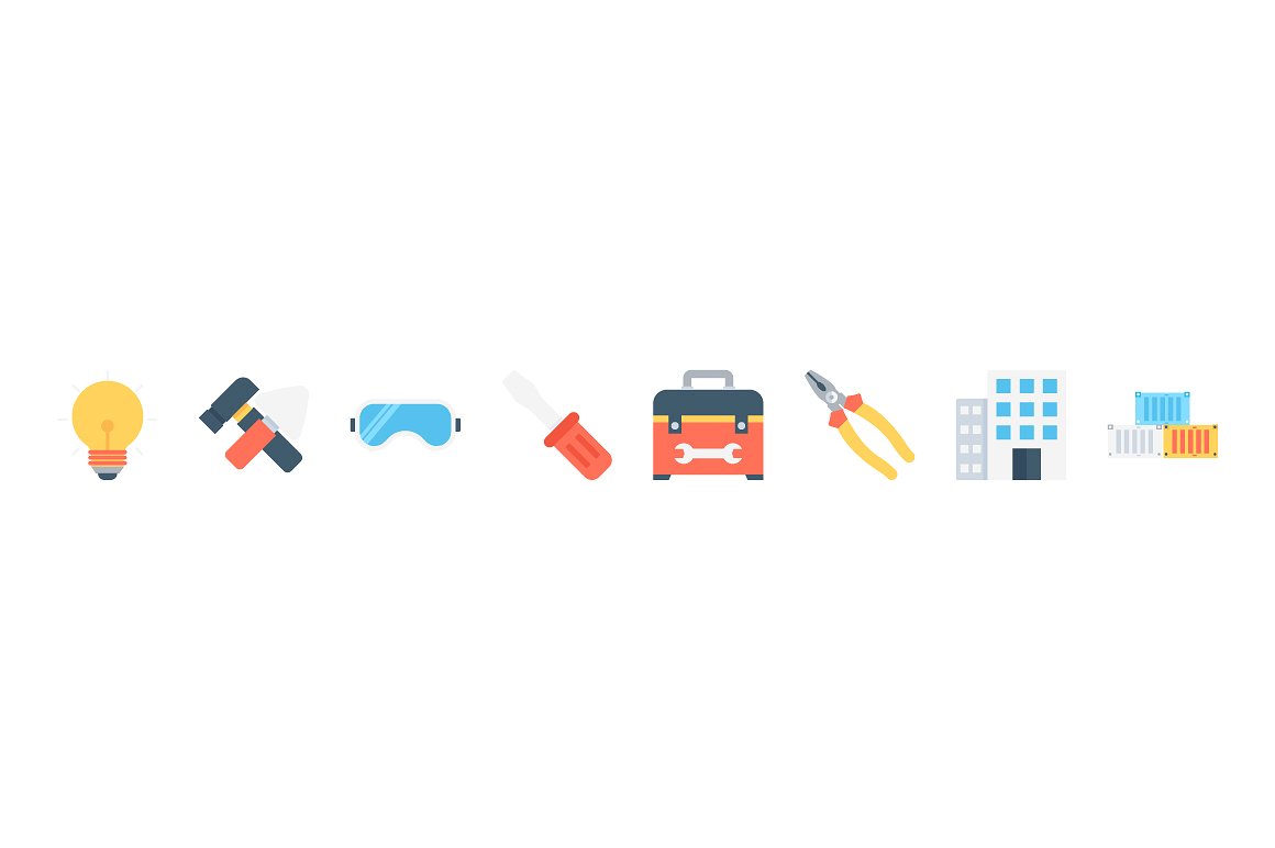 120 Flat Industrial Icons