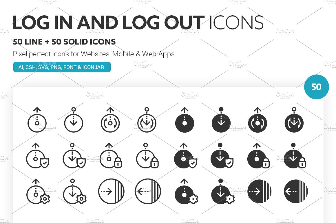 Log in and Log out Icons